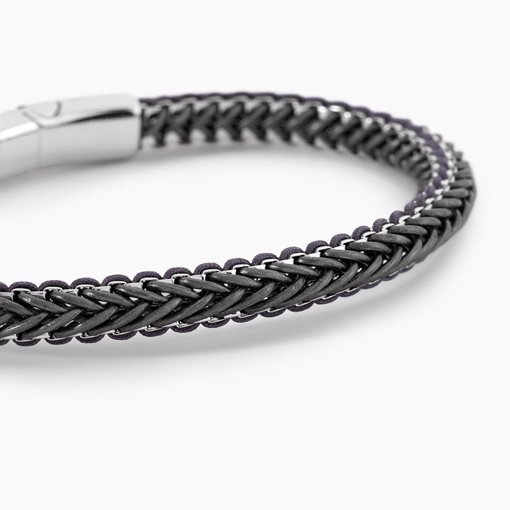 Bracelet Cuir De Vache Gris - Bracelets Tress&eacute;s Homme | Histoire d&rsquo;Or
