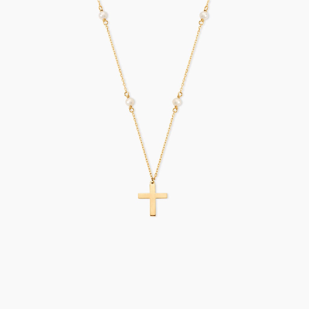Collier Elsabeth Or Jaune Perle De Culture - Cadeaux de bapt&ecirc;me Famille | Histoire d&rsquo;Or
