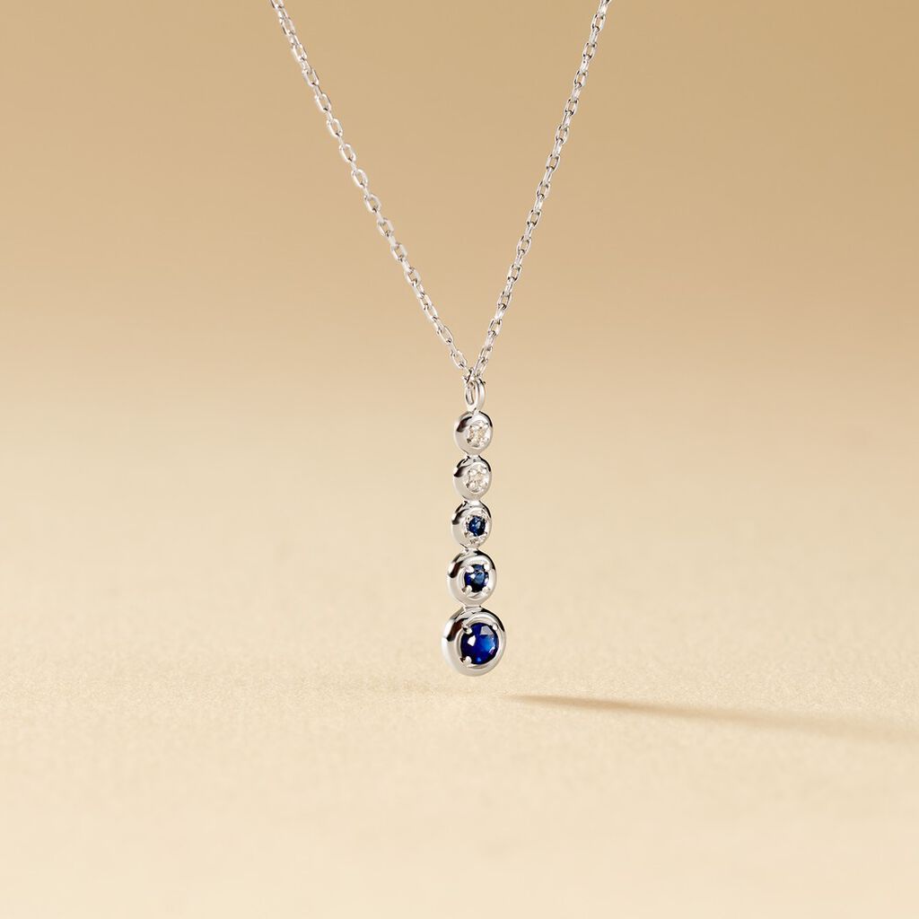 Collier Josephine Or Blanc Saphir Et Diamant - Colliers Femme | Histoire d’Or