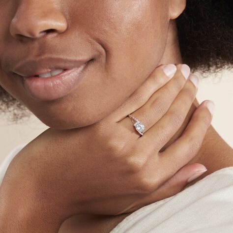 Bague Conception Argent Blanc Oxyde De Zirconium - Bagues solitaires Femme | Histoire d’Or