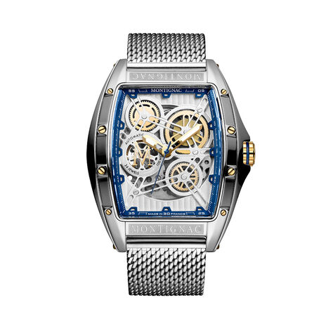 Montre Montignac Tonneau Auto Argenté - Nouveautés Homme | Histoire d’Or