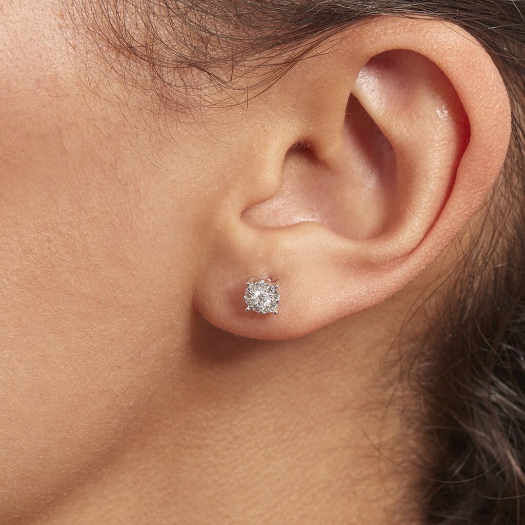 Boucles D'oreilles Puces Artemis Or Blanc Diamant - Clous d'oreilles Femme | Histoire d’Or