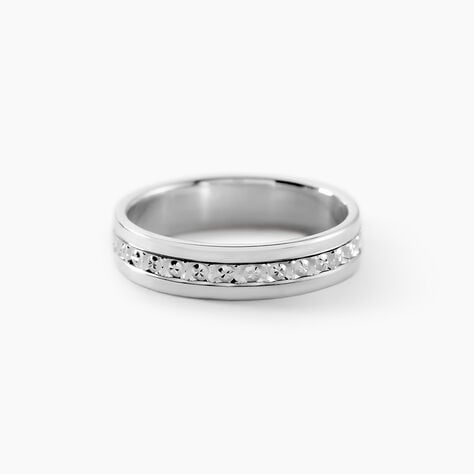 Alliance Fantaisie Diamantee Ruban Plat Or Blanc - Alliances Unisex | Histoire d&rsquo;Or