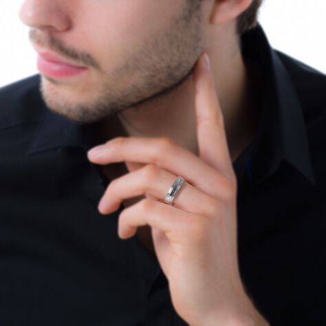 Bague Acier Blanc John - Bagues fantaisie Homme | Histoire d’Or