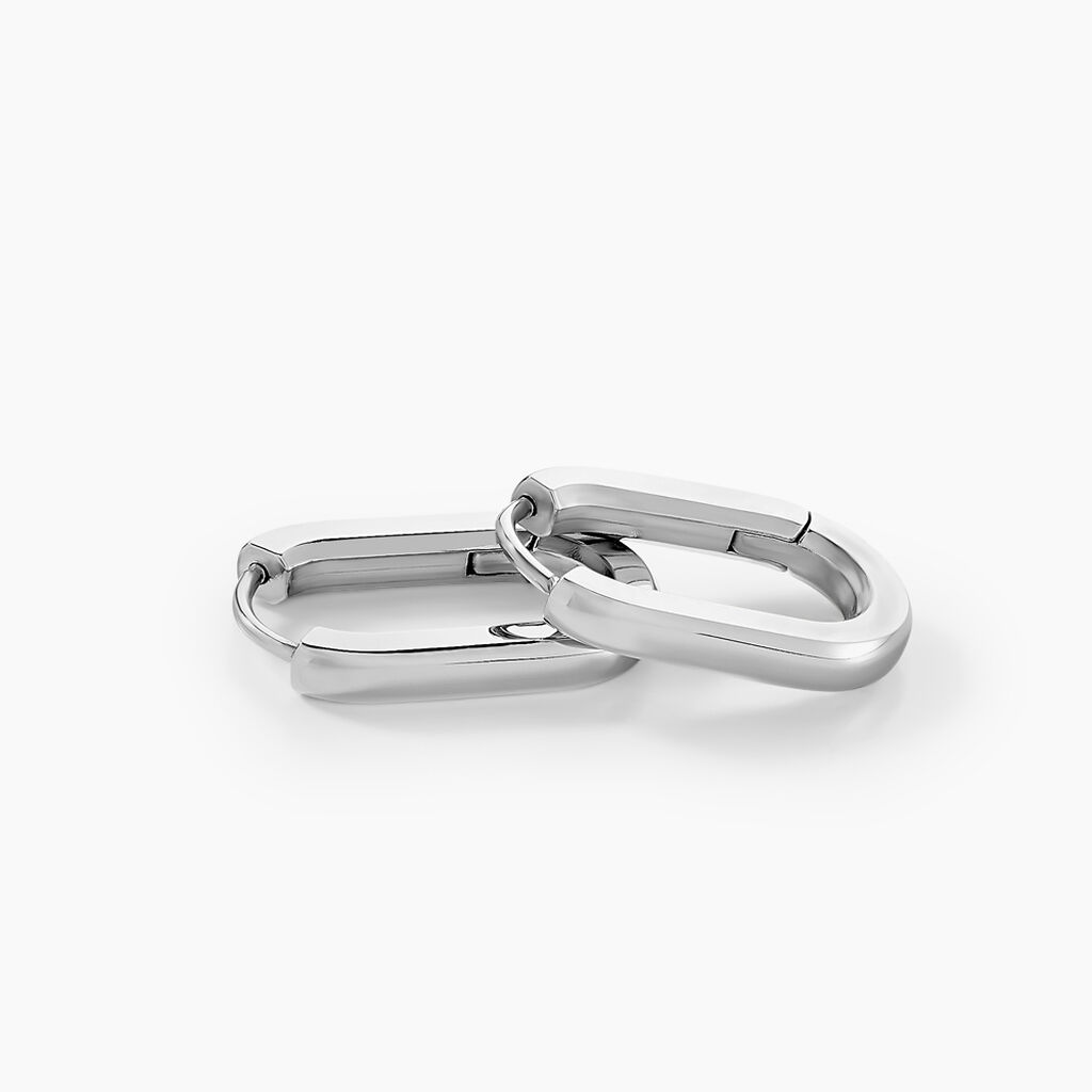 Cr&eacute;oles Urban Line Acier Blanc - Boucles d'oreilles cr&eacute;oles Femme | Histoire d&rsquo;Or