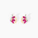 Boucles D'oreilles Puces Petale Or Bicolore Rubis Et Diamant - Clous d'oreilles Femme | Histoire d’Or