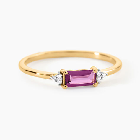 Bague Lavonne Argent Dor&eacute; A L'Or 750/1000 Rhodolite Oxyde De Zirconium - Bagues solitaires Femme | Histoire d&rsquo;Or