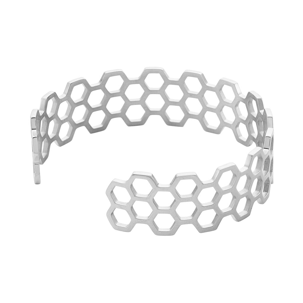Bracelet Jonc Ouvert Acier Blanc Buglose - Bracelets joncs Femme | Histoire d&rsquo;Or