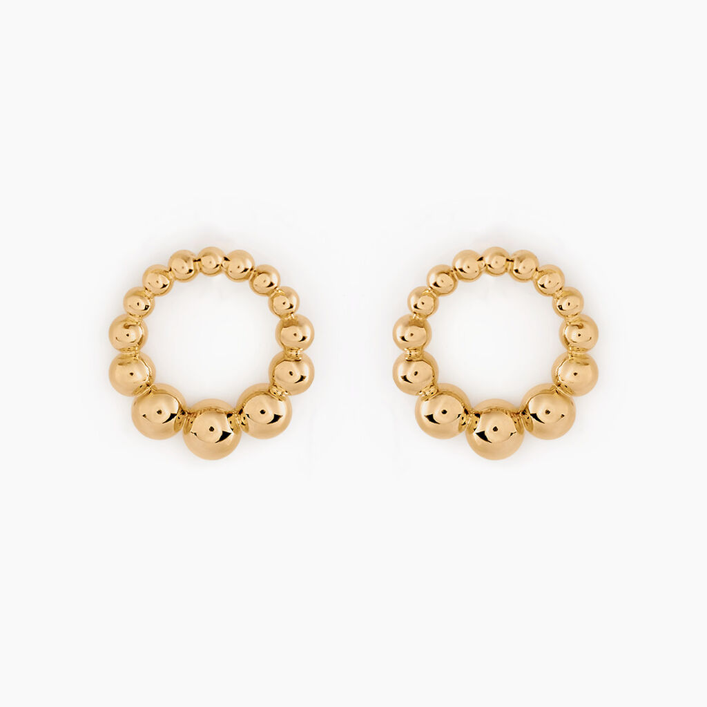 Boucles D'oreilles Puces Golden Beans Plaqué Or Jaune - Boucles d'oreilles fantaisie Femme | Histoire d’Or