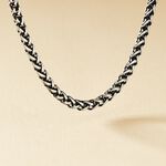 Collier Raph Maille Palmier Acier Gris - Bijoux sans pierre Homme | Histoire d&rsquo;Or