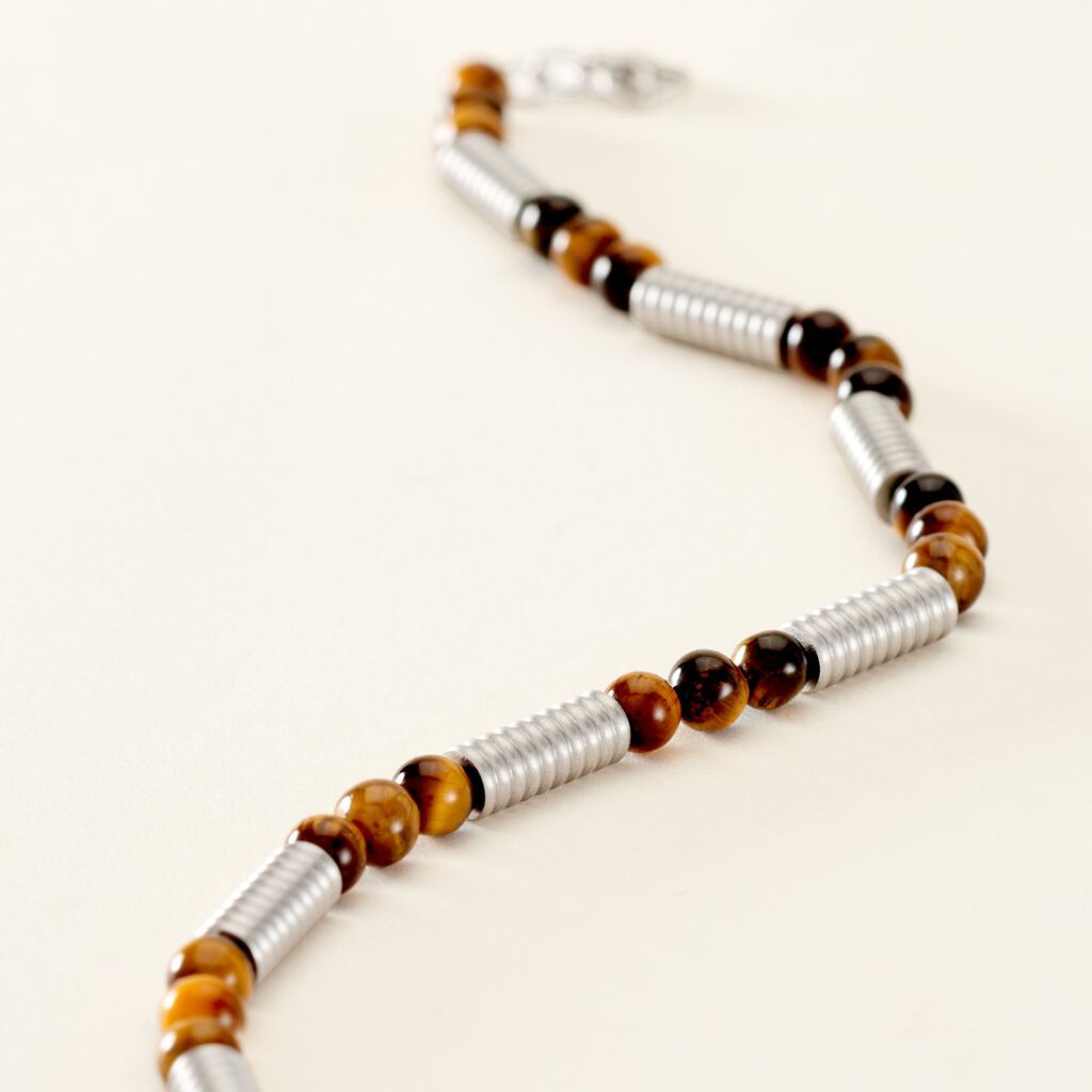 Bracelet Olek Acier Blanc Oeil De Tigre - Bracelets Homme | Histoire d’Or