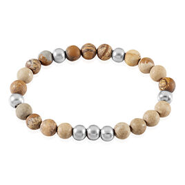 Bracelet Adonis Acier Blanc Jaspe Africain - Bracelets fantaisie Homme | Histoire d’Or