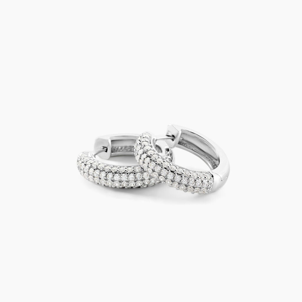 Cr&eacute;oles Mademoiselle Argent Blanc Oxyde De Zirconium - Boucles d'oreilles cr&eacute;oles Femme | Histoire d&rsquo;Or