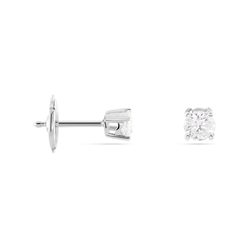Boucles D'oreilles Puces Or Blanc Victoria Diamants - Clous d'oreilles Femme | Histoire d’Or