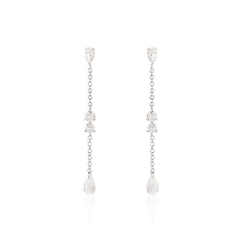 Boucles D'oreilles Pendantes Kelan Argent Blanc Oxyde De Zirconium - Boucles d'oreilles fantaisie Femme | Histoire d’Or