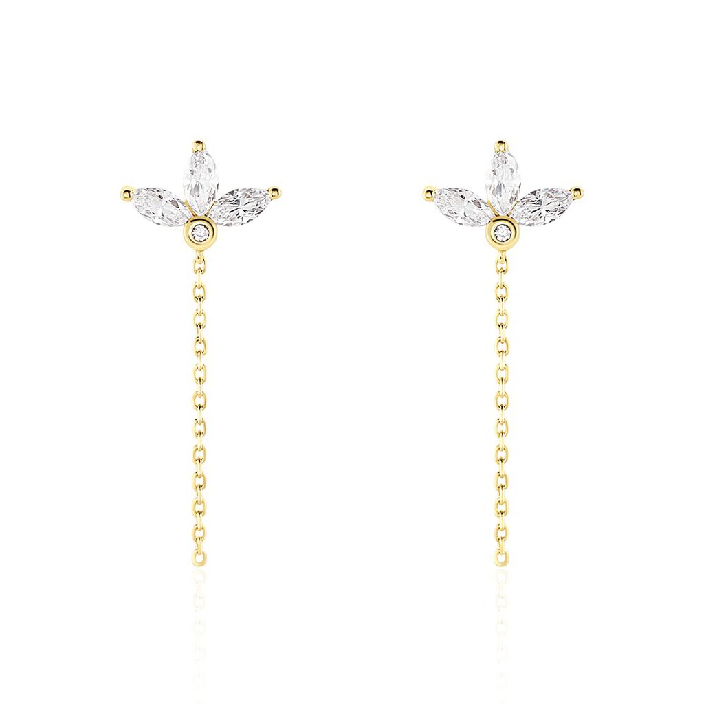 Boucles D'oreilles Pendantes Tiara Or Jaune Oxyde De Zirconium - Boucles d'oreilles pendantes Femme | Histoire d’Or