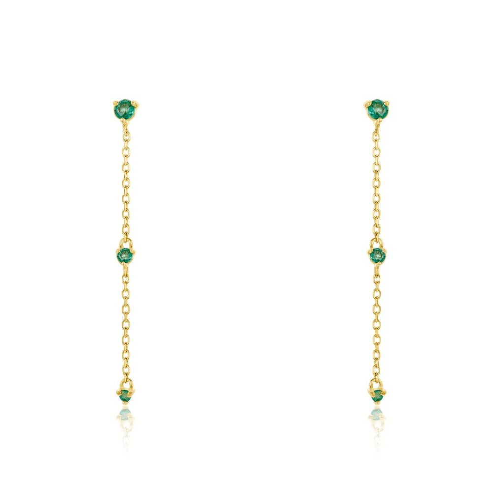 Boucles D'oreilles Pendantes Emeald Is The New Black Or Jaune Emeraude - Boucles d'oreilles pendantes Femme | Histoire d&rsquo;Or