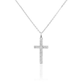 Collier Carola Argent Blanc Oxyde De Zirconium - Colliers Croix Femme | Histoire d’Or