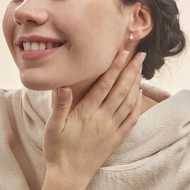Boucles D'oreilles Puces Eolande Or Blanc Perle De Culture Et Oxyde - Clous d'oreilles Femme | Histoire d’Or
