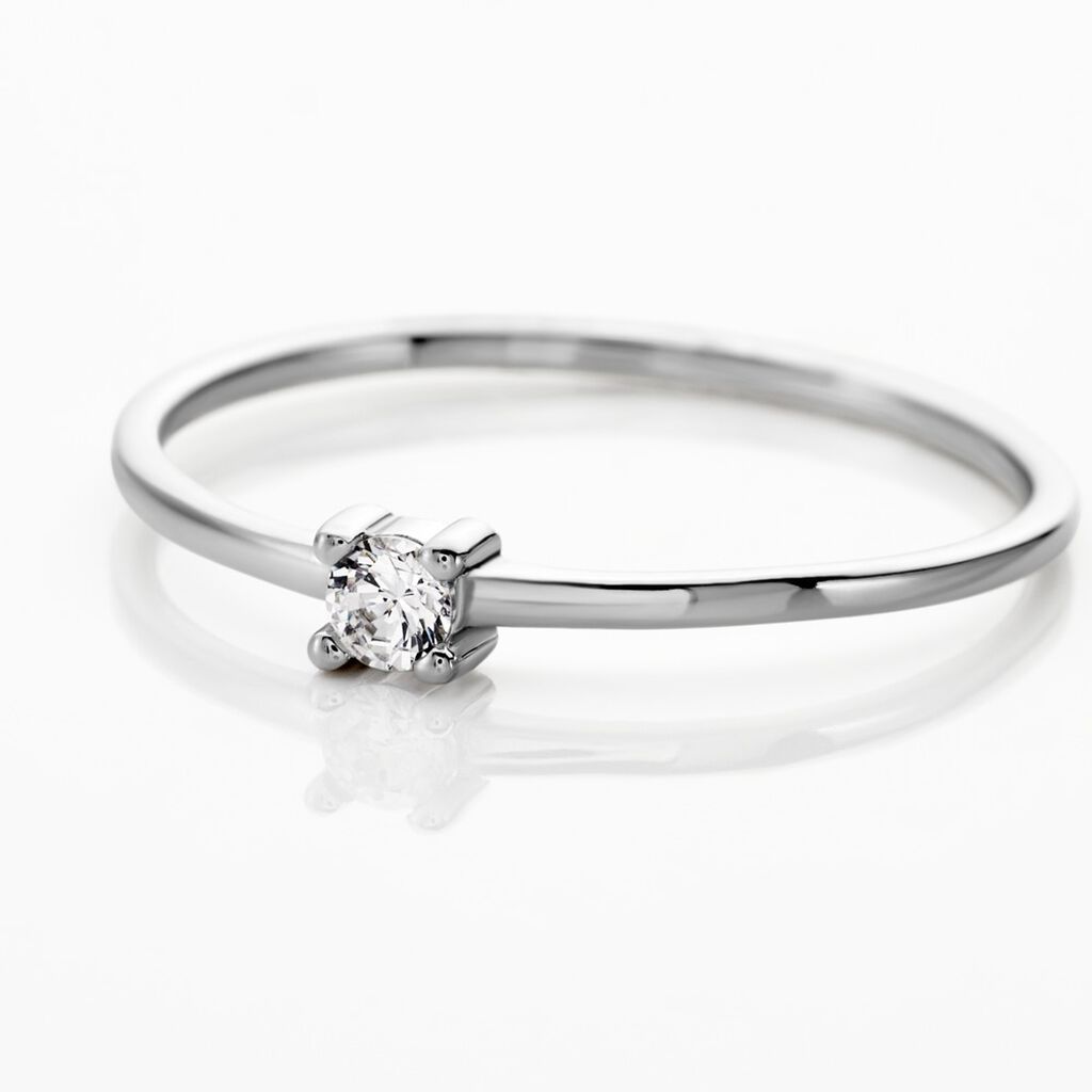Bague Solitaire 1er Solitaire Argent Blanc Oxyde De Zirconium - Bagues solitaires Femme | Histoire d&rsquo;Or