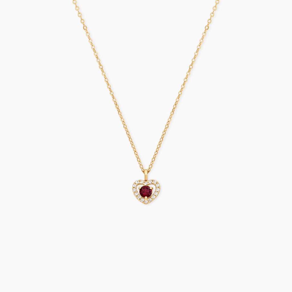 Collier Red Velvet Argent Dor&eacute; A L'Or 750/1000 Rhodolite Oxyde De Zirconium - F&ecirc;te des m&egrave;res Femme | Histoire d&rsquo;Or
