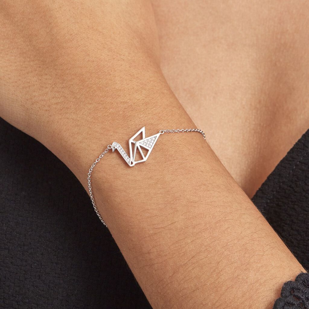 Bracelet Origami Argent Blanc Oxyde De Zirconium - Bracelets fantaisie Femme | Histoire d’Or