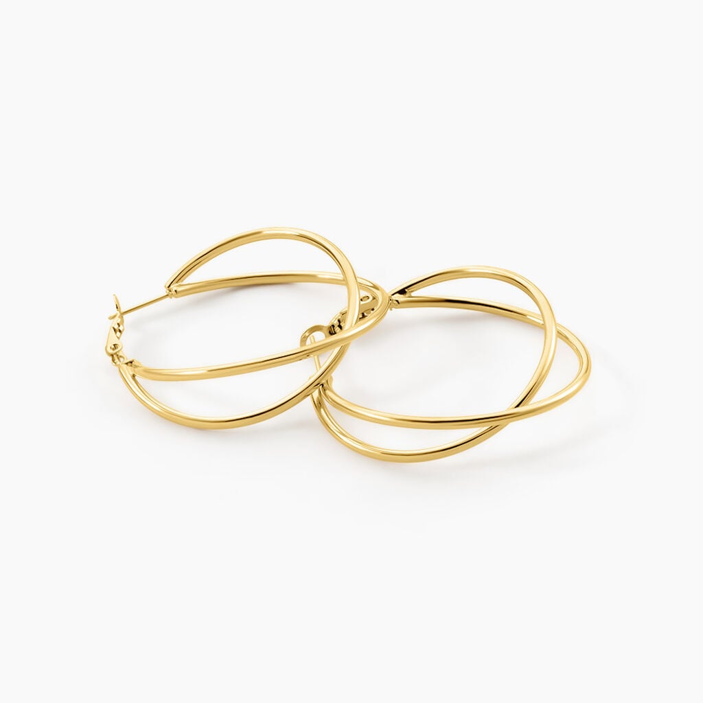 Cr&eacute;oles Seko&iuml;a Acier Jaune - Boucles d'oreilles cr&eacute;oles Femme | Histoire d&rsquo;Or