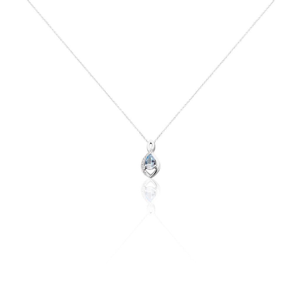 Collier Dalil Or Blanc Topaze Oxyde