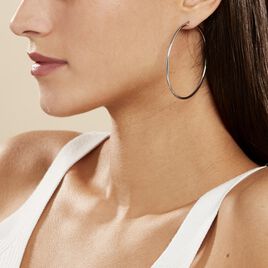 Créoles Carmela Acier Blanc - Boucles d'oreilles créoles Femme | Histoire d’Or