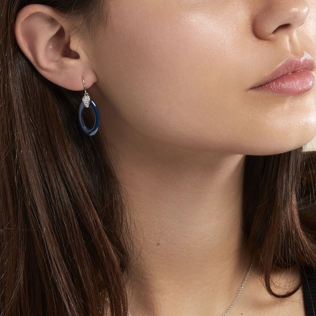 Boucles D'oreilles Pendantes Peer Argent Blanc Oxyde De Zirconium - Boucles d'oreilles fantaisie Femme | Histoire d’Or