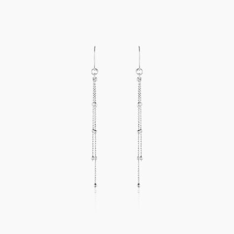 Boucles D'oreilles Pendantes La&iuml;a Argent Blanc - Boucles d'oreilles fantaisie Femme | Histoire d&rsquo;Or