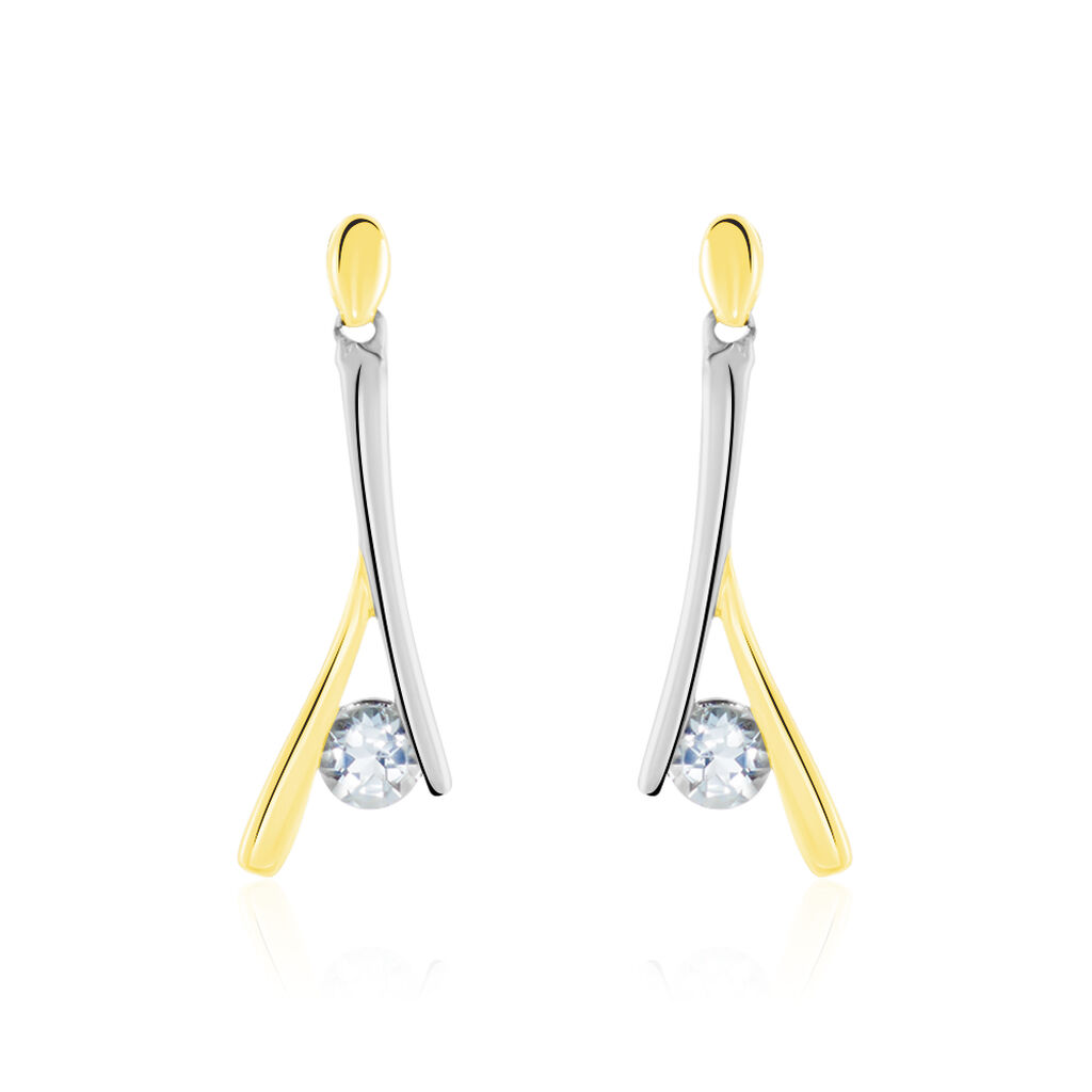 Boucles D'oreilles Pendantes Madli Or Bicolore Topaze - Boucles d'oreilles pendantes Femme | Histoire d’Or