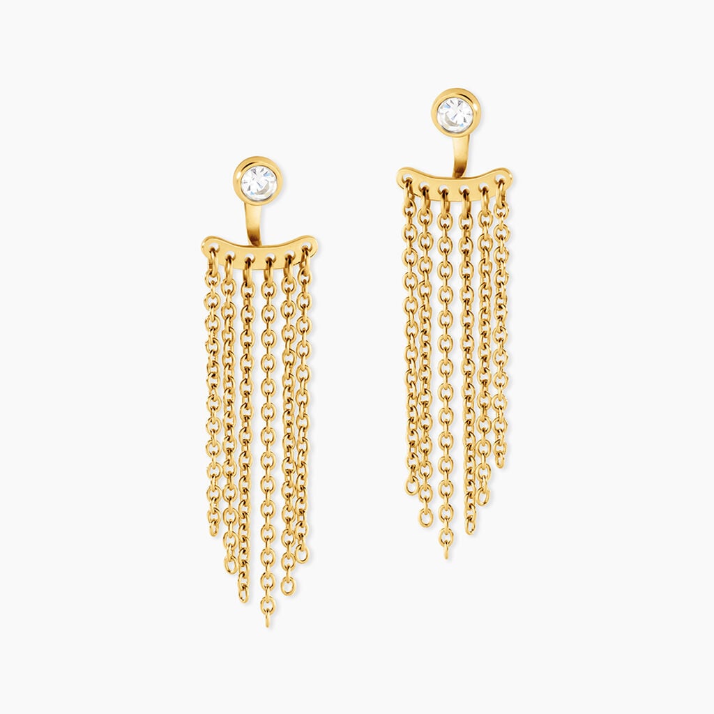 Boucles D'Oreilles Pendantes Aurore Acier Jaune Cristal - Boucles d'oreilles fantaisie Femme | Histoire d&rsquo;Or