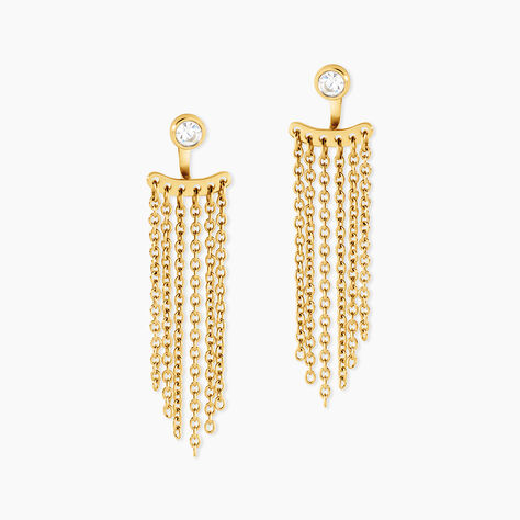 Boucles D'Oreilles Pendantes Aurore Acier Jaune Cristal - Boucles d'oreilles fantaisie Femme | Histoire d&rsquo;Or