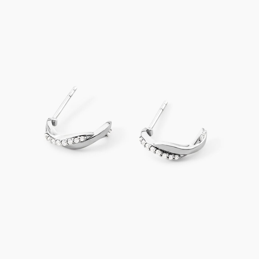 Cr&eacute;oles Llona Argent Blanc Oxyde De Zirconium - Boucles d'oreilles cr&eacute;oles Femme | Histoire d&rsquo;Or
