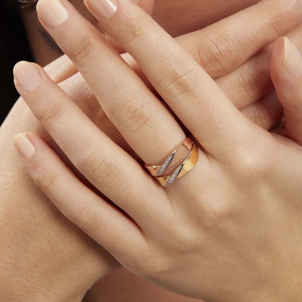 Bague Salima Or Bicolore Diamant - Bagues avec pierre Femme | Histoire d’Or