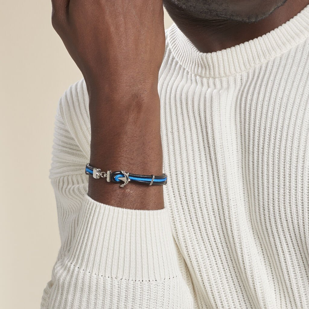 Bracelet Acier Blanc Penda - Bracelets cordon Homme | Histoire d’Or