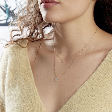 Collier Plaqué Or Jaune Dev Oxyde De Zirconium - Colliers doubles et triples chaînes Femme | Histoire d’Or