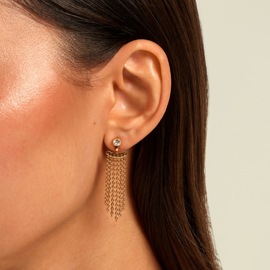 Boucles D'Oreilles Pendantes Aurore Acier Jaune Cristal - Boucles d'oreilles fantaisie Femme | Histoire d&rsquo;Or