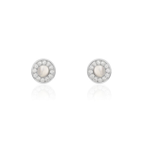 Boucles D'oreilles Puces Amory Argent Blanc Oxyde De Zirconium - Boucles d'oreilles fantaisie Femme | Histoire d’Or