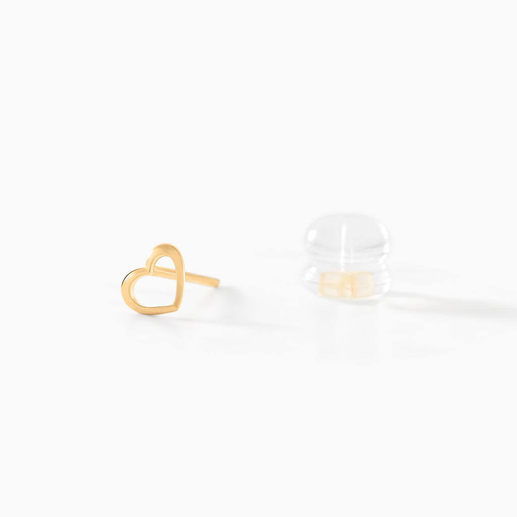 Boucles D'oreilles Puces Anne-maudae Coeurs Or Jaune - Clous d'oreilles Femme | Histoire d’Or