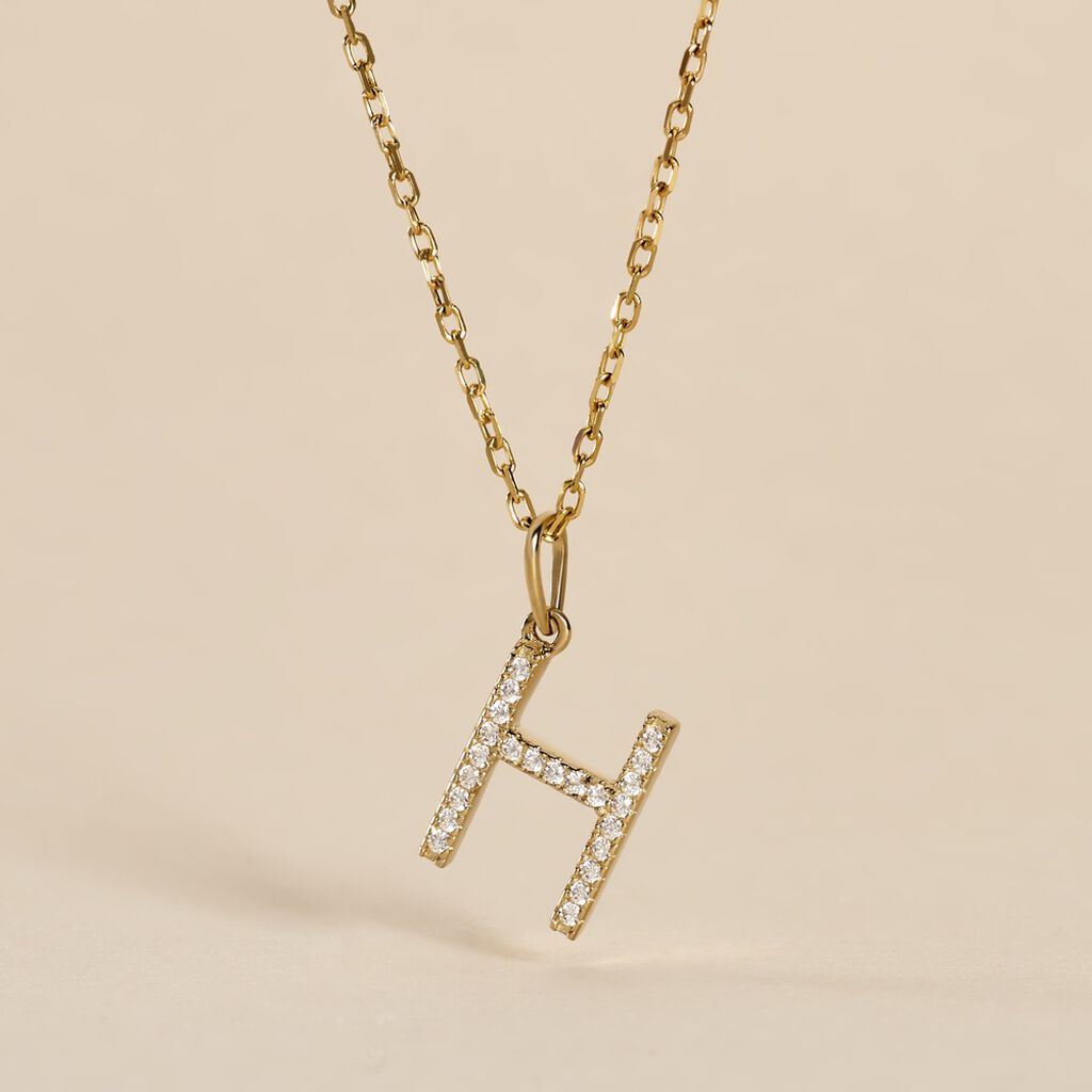 Pendentif Lettre H Or Jaune Oxyde - Pendentifs Famille | Histoire d&rsquo;Or