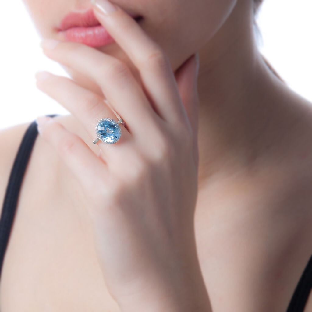 Bague Anna Or Blanc Topaze Et Diamant - Bagues solitaires Femme | Histoire d’Or