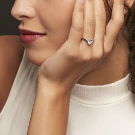 Bague Solitaire Geranium Argent Blanc Oxyde De Zirconium - Bagues solitaires Femme | Histoire d’Or