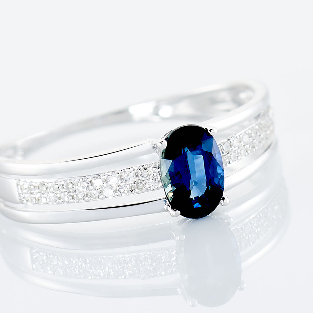 Bague Enea Or Blanc Saphir Et Diamant - Bagues solitaires Femme | Histoire d’Or