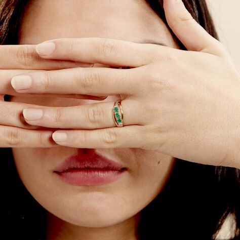 Bague Or Jaune Abelard Emeraudes Diamants - Bagues avec pierre Femme | Histoire d’Or