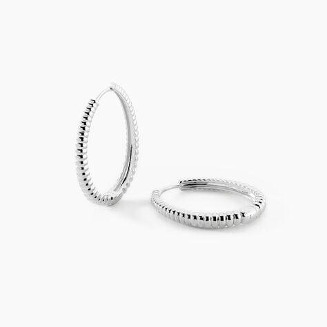 Cr&eacute;oles Ribbed Argent Blanc - Boucles d'oreilles cr&eacute;oles Femme | Histoire d&rsquo;Or