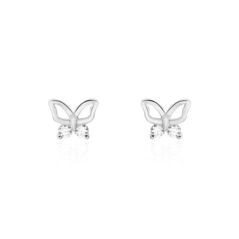 Boucles D'oreilles Puces Cyprian Argent Blanc Oxyde - Boucles d'oreilles fantaisie Femme | Histoire d’Or