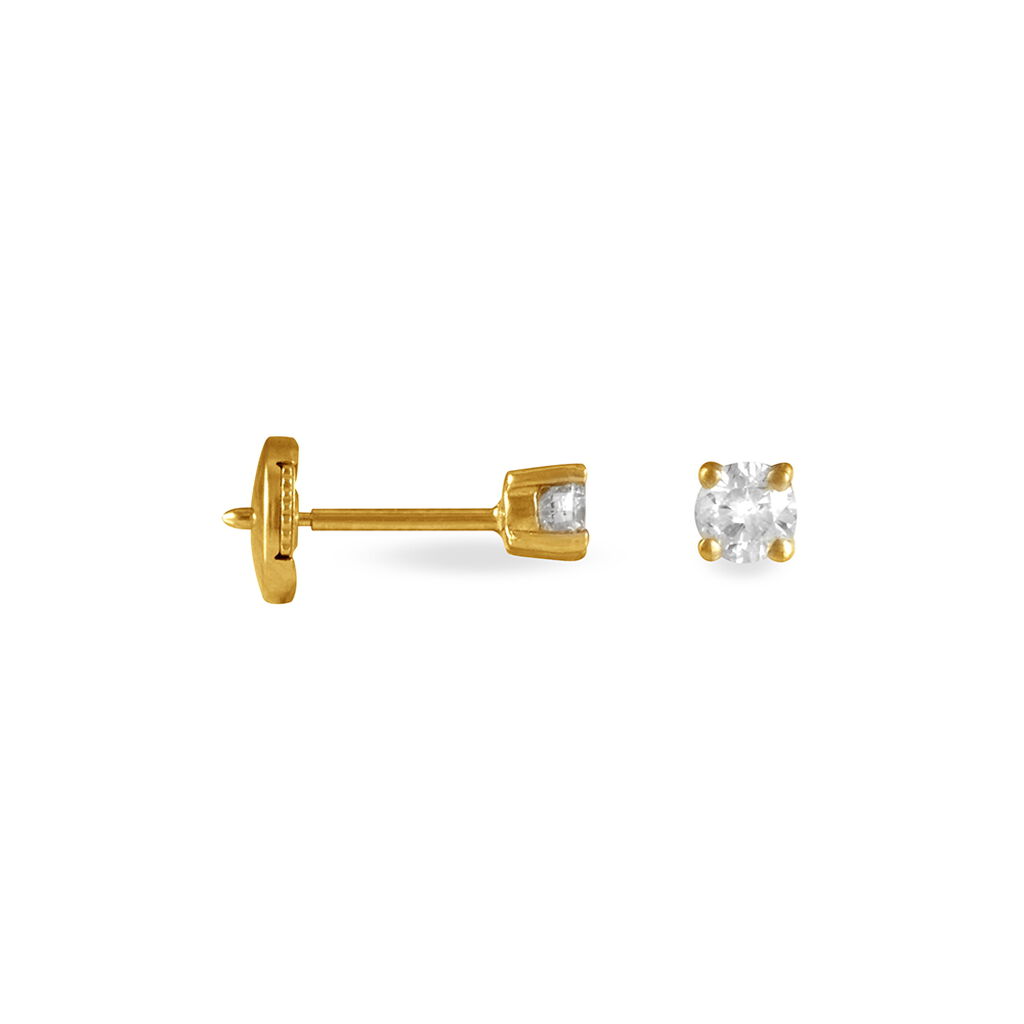 Boucles D'oreilles Puces Clavie Or Jaune Diamant - Clous d'oreilles Femme | Histoire d&rsquo;Or