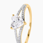 Bague Zandra Argent Dor&eacute; A L'Or 750/1000 Oxyde De Zirconium - Bagues solitaires Femme | Histoire d&rsquo;Or